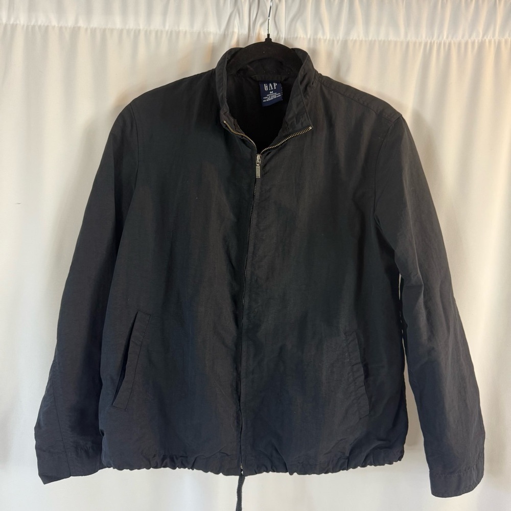 GAP Classic front Zipper Black 100% Nylon Men Jacket Size:M